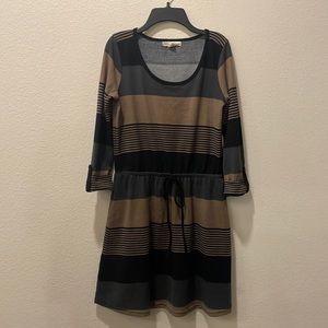 Derek Heart Brown, Grey and Black Striped Dress Size Medium